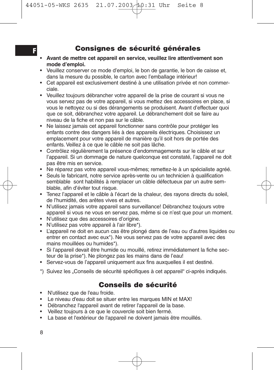 Consignes de sécurité générales, Conseils de sécurité | CLATRONIC CB 1241 User Manual | Page 8 / 39