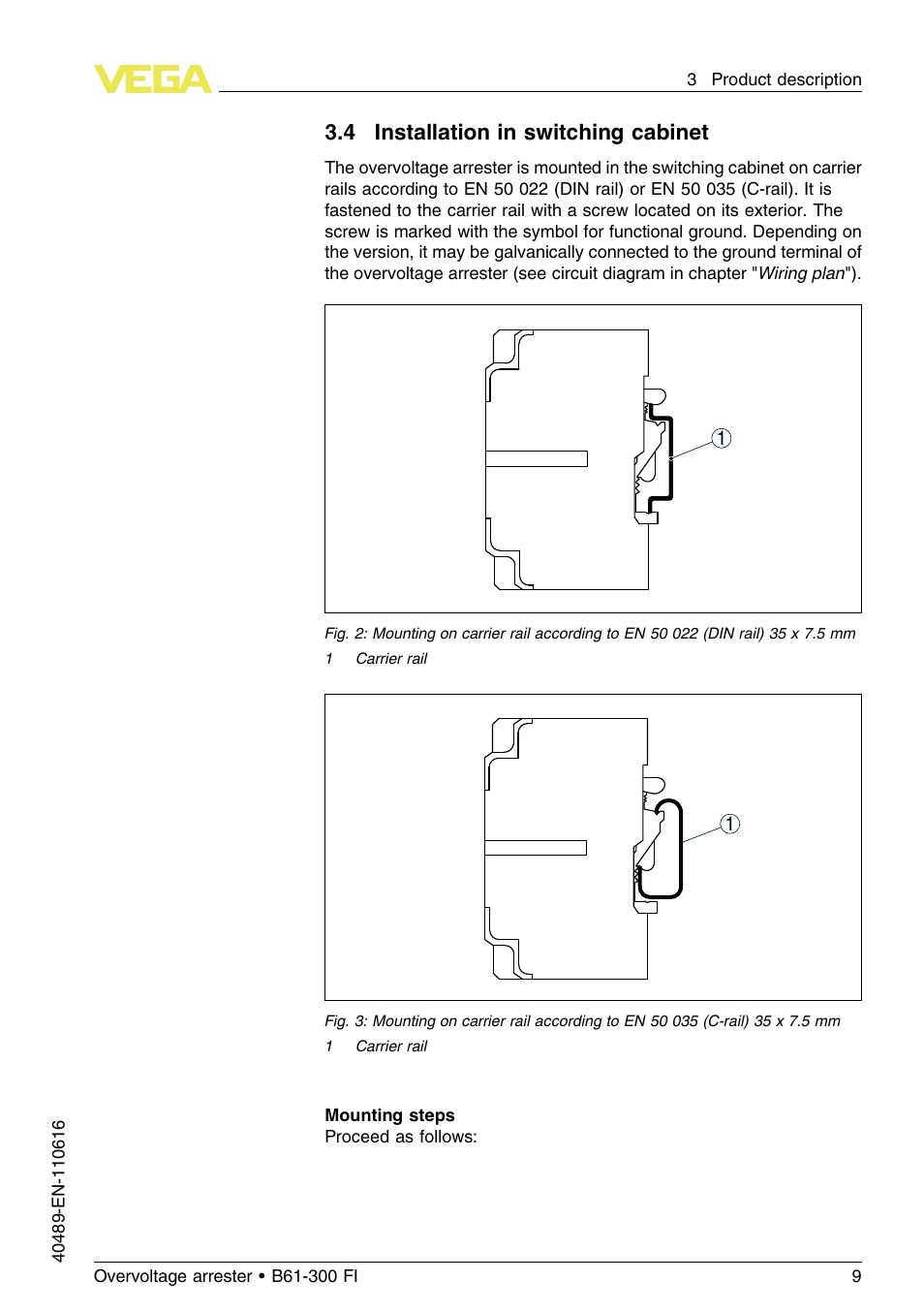 4 installation in switching cabinet | VEGA B61-300 FI User Manual | Page 9 / 20