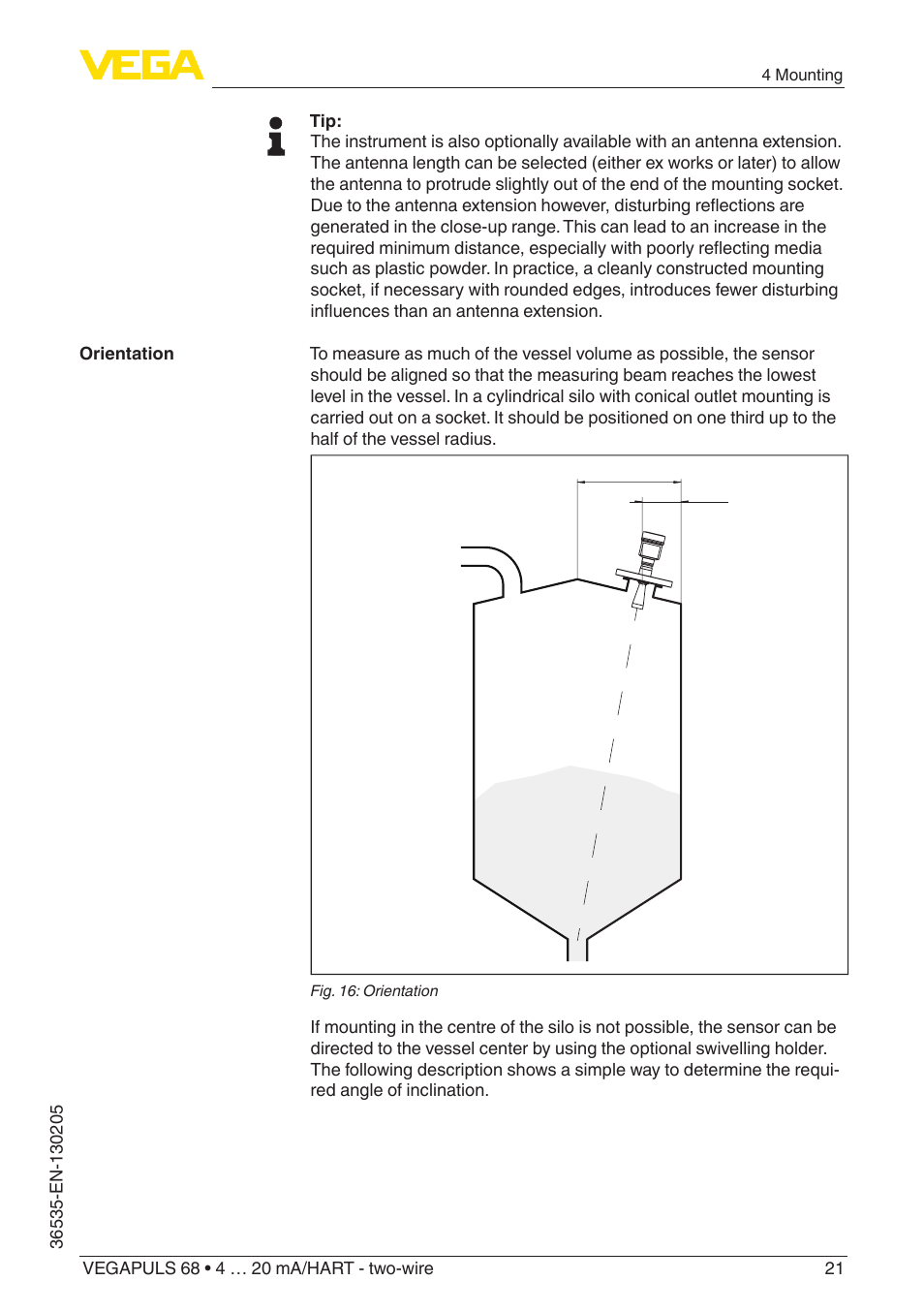 VEGA VEGAPULS 68 (≥ 2.0.0 - ≥ 4.0.0) 4 … 20 mA_HART - two-wire User Manual | Page 21 / 84