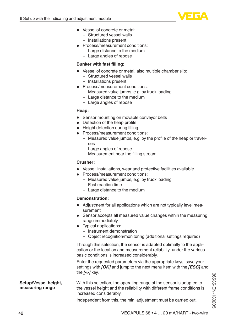 VEGA VEGAPULS 68 (≥ 2.0.0 - ≥ 4.0.0) 4 … 20 mA_HART - two-wire User Manual | Page 42 / 84