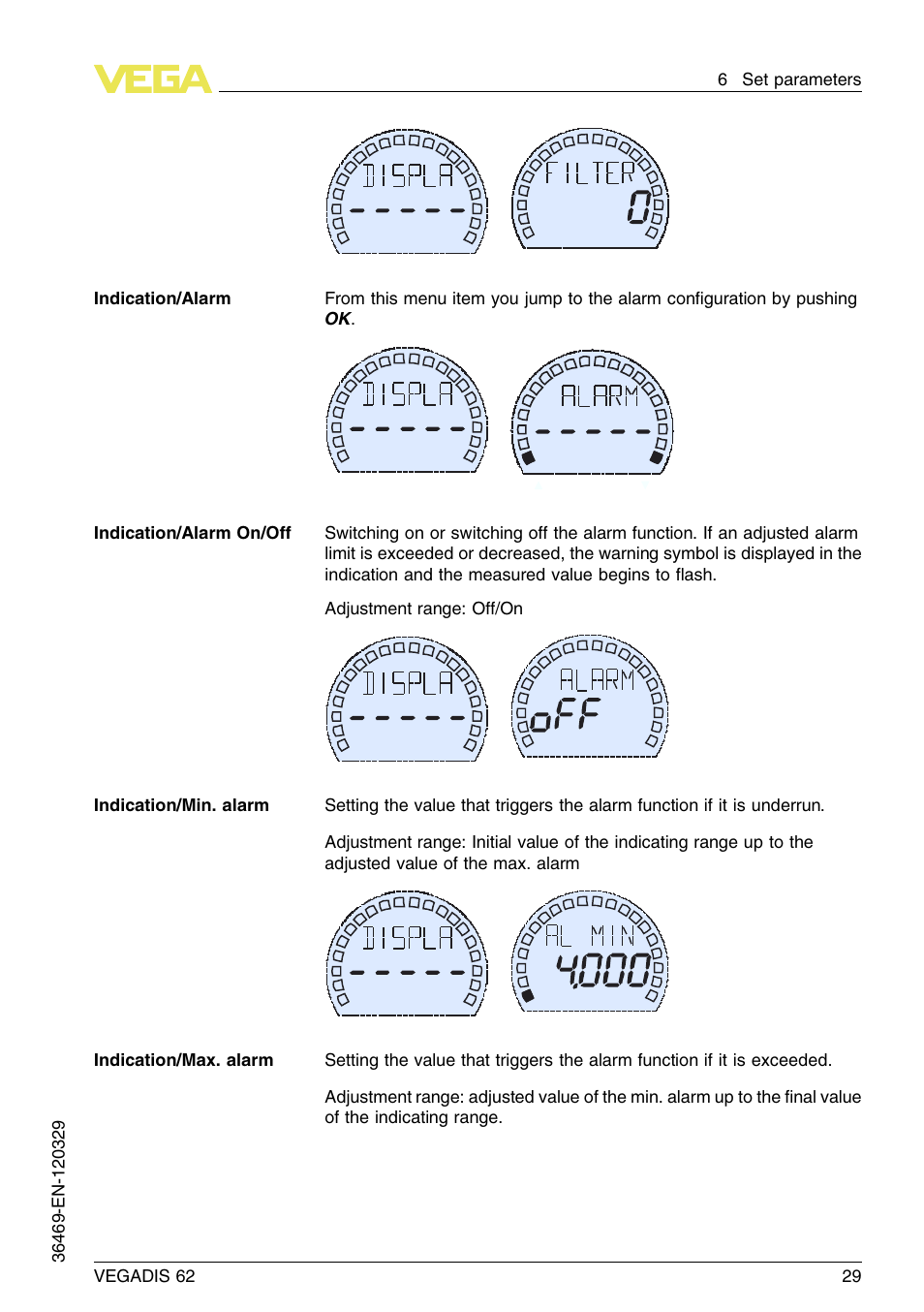VEGA VEGADIS 62 User Manual | Page 29 / 52