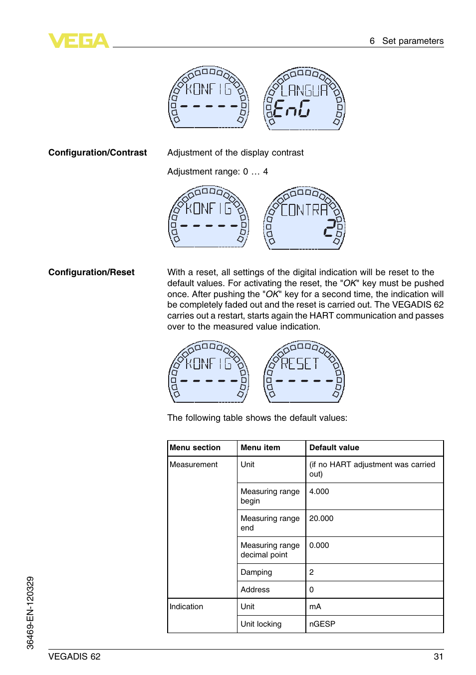 VEGA VEGADIS 62 User Manual | Page 31 / 52