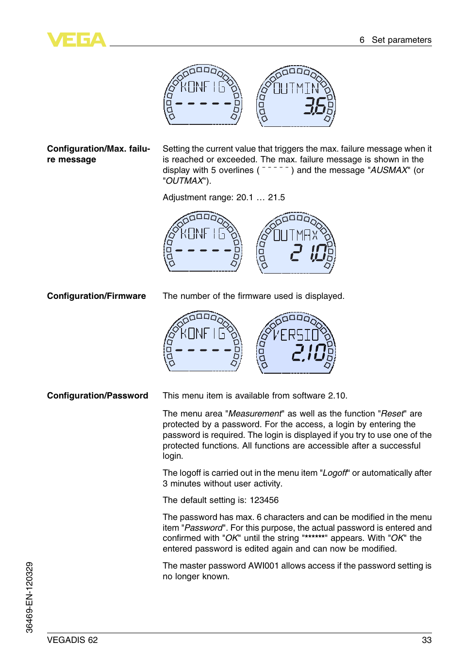VEGA VEGADIS 62 User Manual | Page 33 / 52