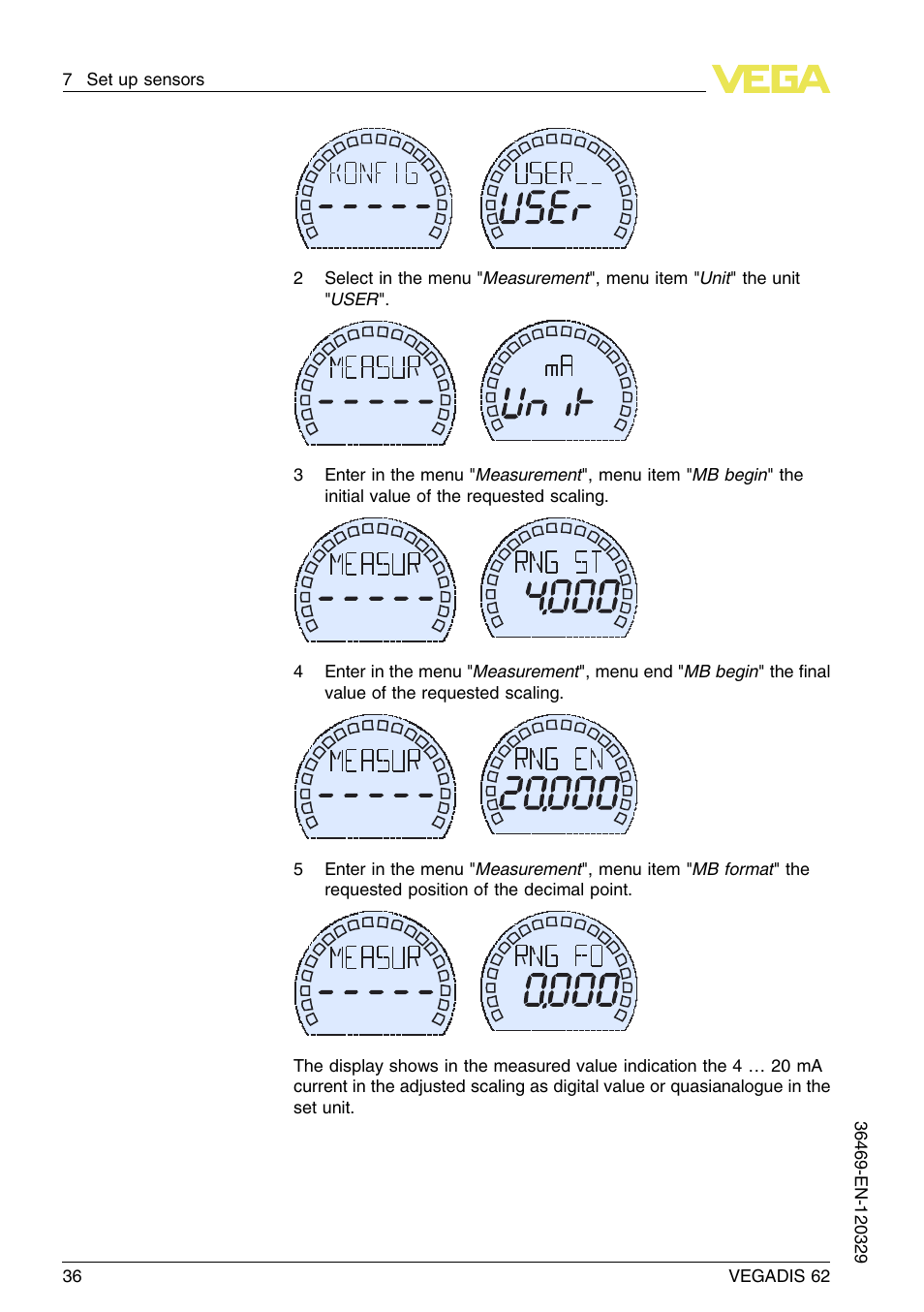 VEGA VEGADIS 62 User Manual | Page 36 / 52