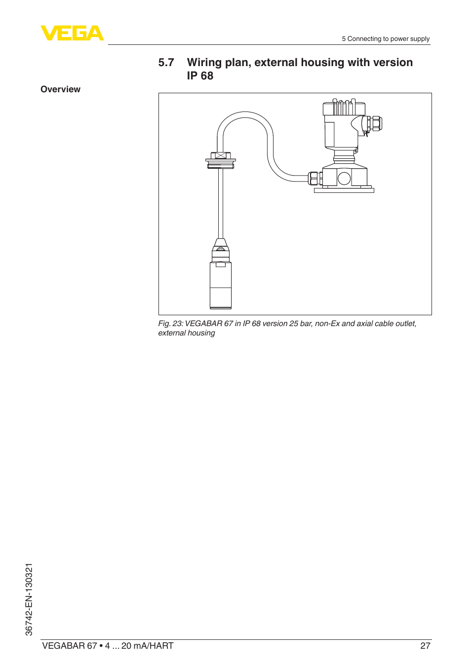 7 wiring plan, external housing with version ip 68 | VEGA VEGABAR 67 4 … 20 mA_HART User Manual | Page 27 / 72