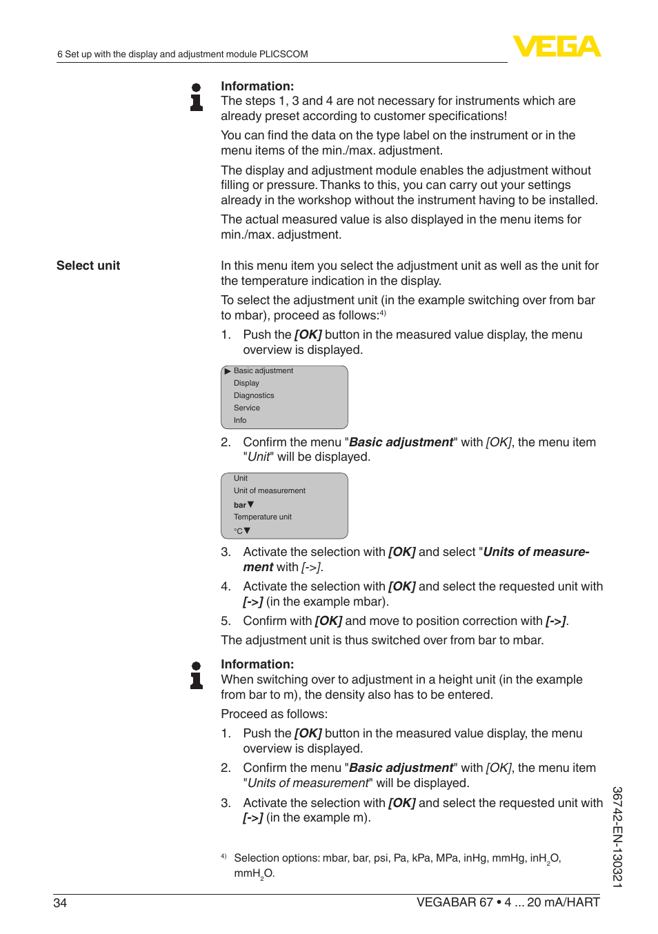 VEGA VEGABAR 67 4 … 20 mA_HART User Manual | Page 34 / 72