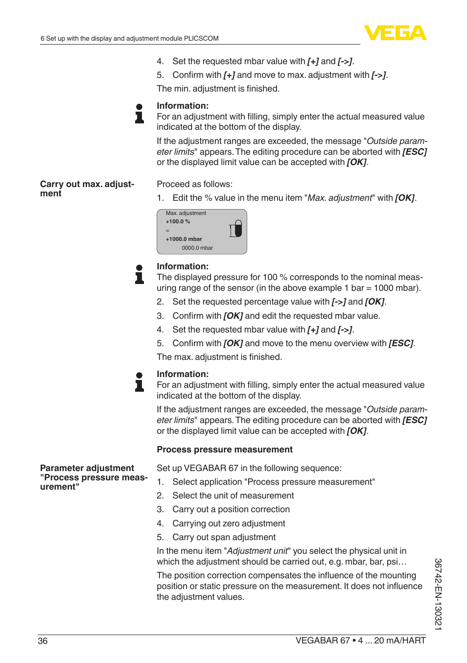 VEGA VEGABAR 67 4 … 20 mA_HART User Manual | Page 36 / 72