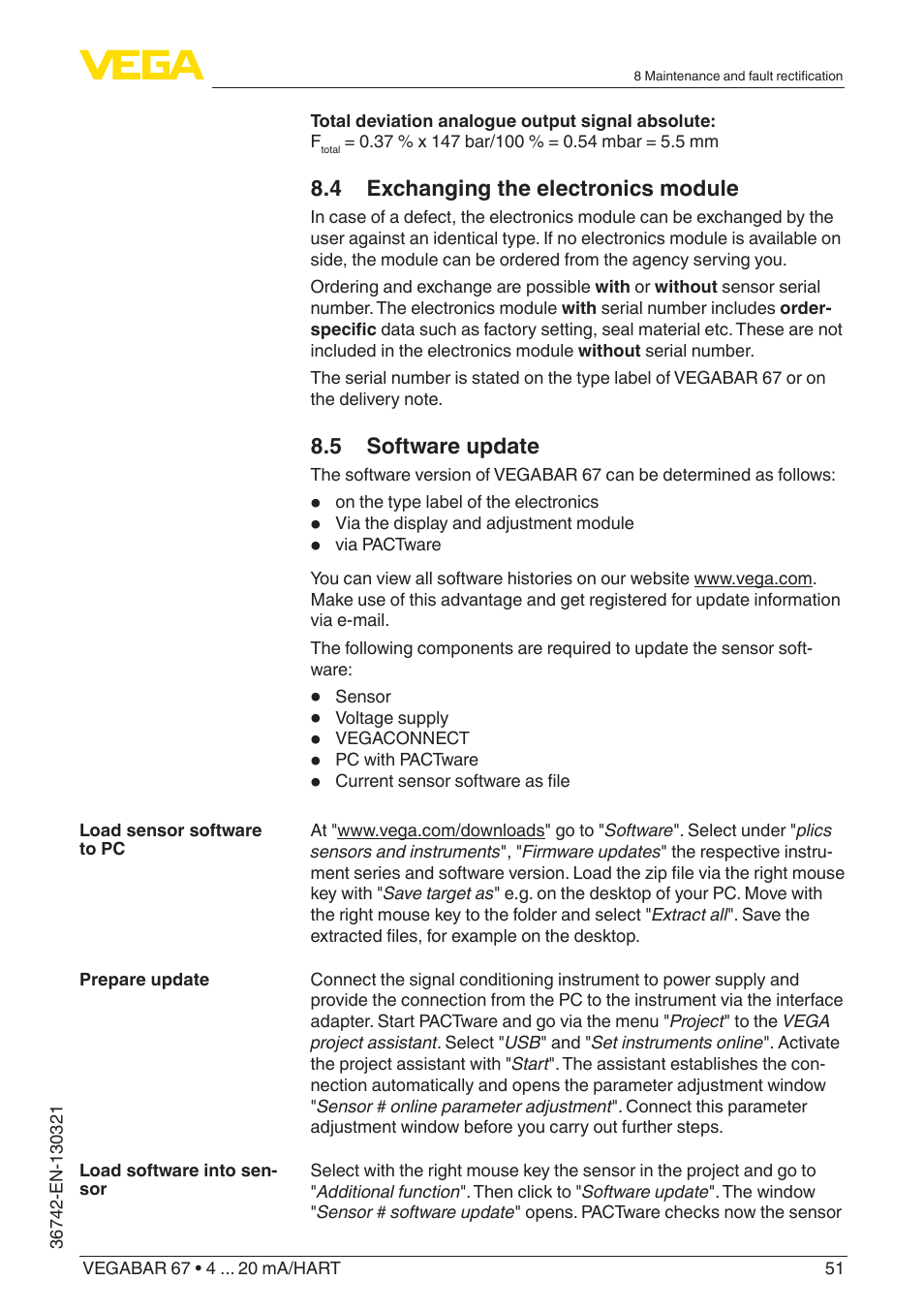 VEGA VEGABAR 67 4 … 20 mA_HART User Manual | Page 51 / 72