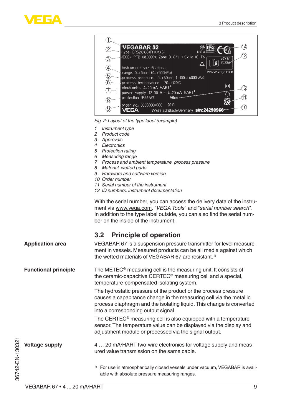 2 principle of operation | VEGA VEGABAR 67 4 … 20 mA_HART User Manual | Page 9 / 72