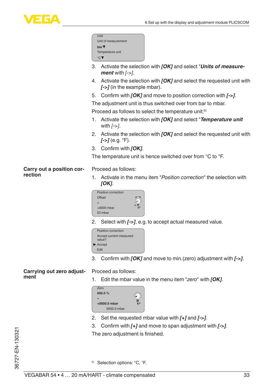 VEGA VEGABAR 54 4 … 20 mA_HART - climate compensated User Manual | Page 33 / 72