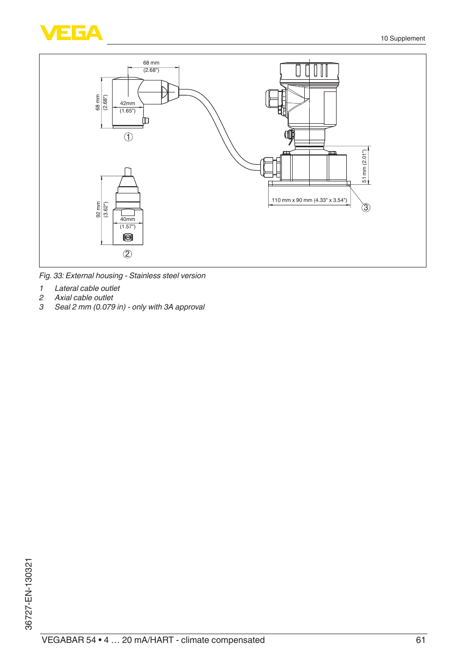 VEGA VEGABAR 54 4 … 20 mA_HART - climate compensated User Manual | Page 61 / 72