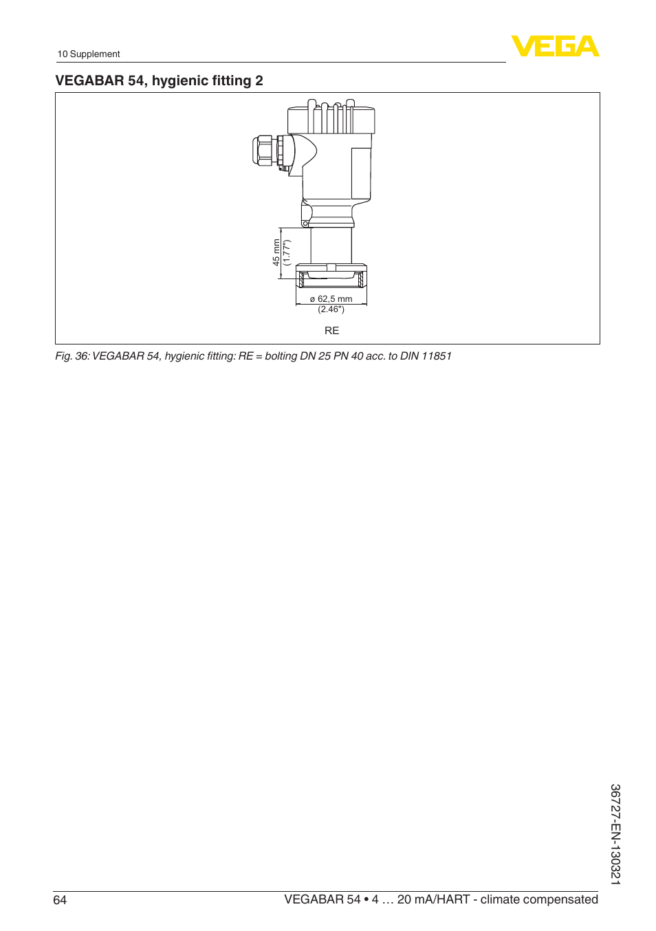 Vegabar 54, hygienic fitting 2 | VEGA VEGABAR 54 4 … 20 mA_HART - climate compensated User Manual | Page 64 / 72