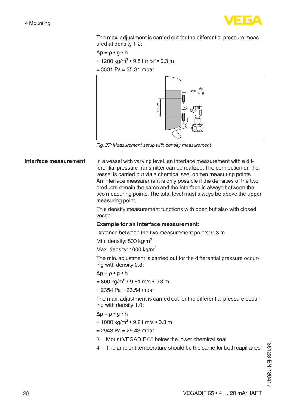 VEGA VEGADIF 65 4 … 20 mA_HART User Manual | Page 28 / 100