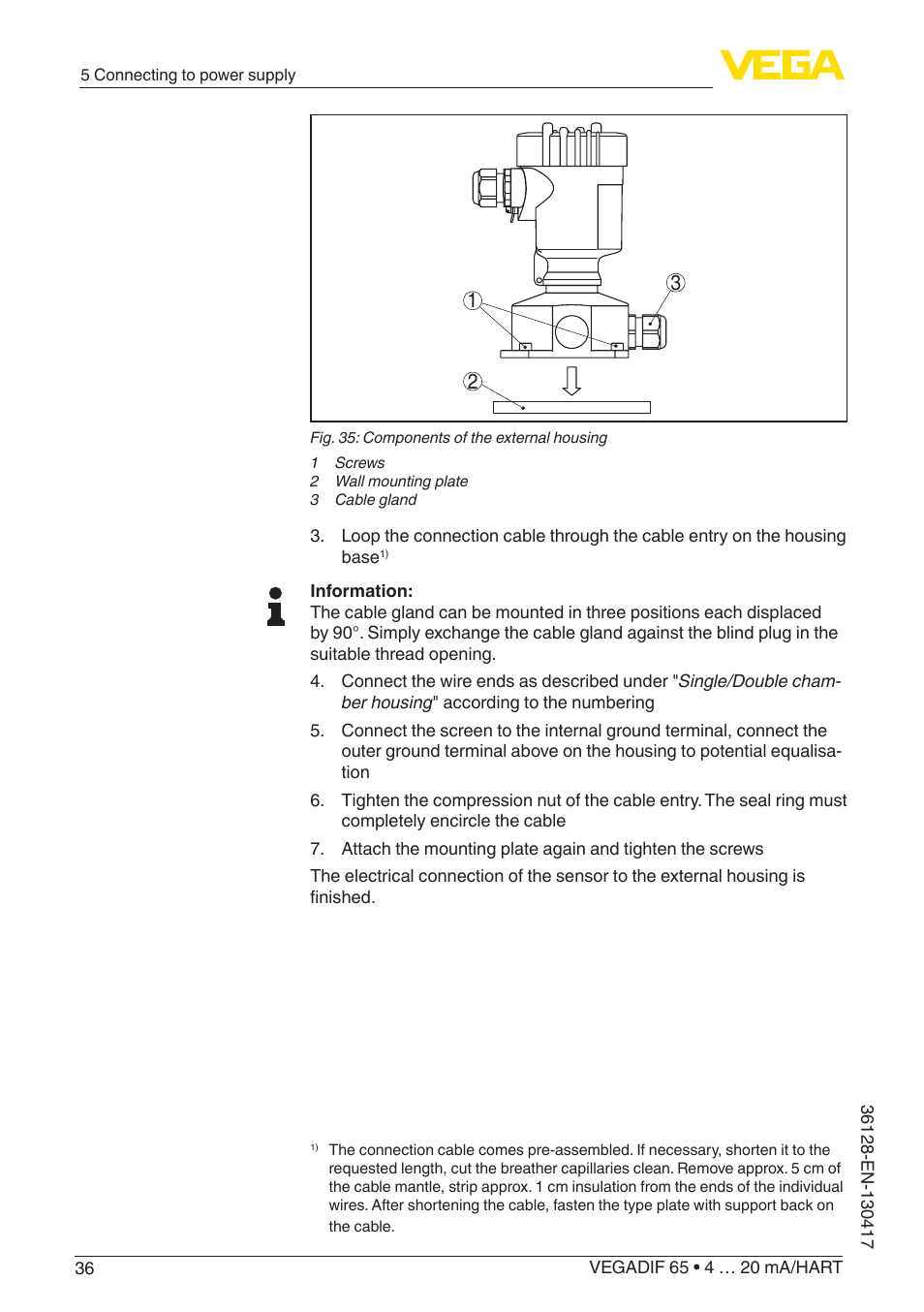 VEGA VEGADIF 65 4 … 20 mA_HART User Manual | Page 36 / 100