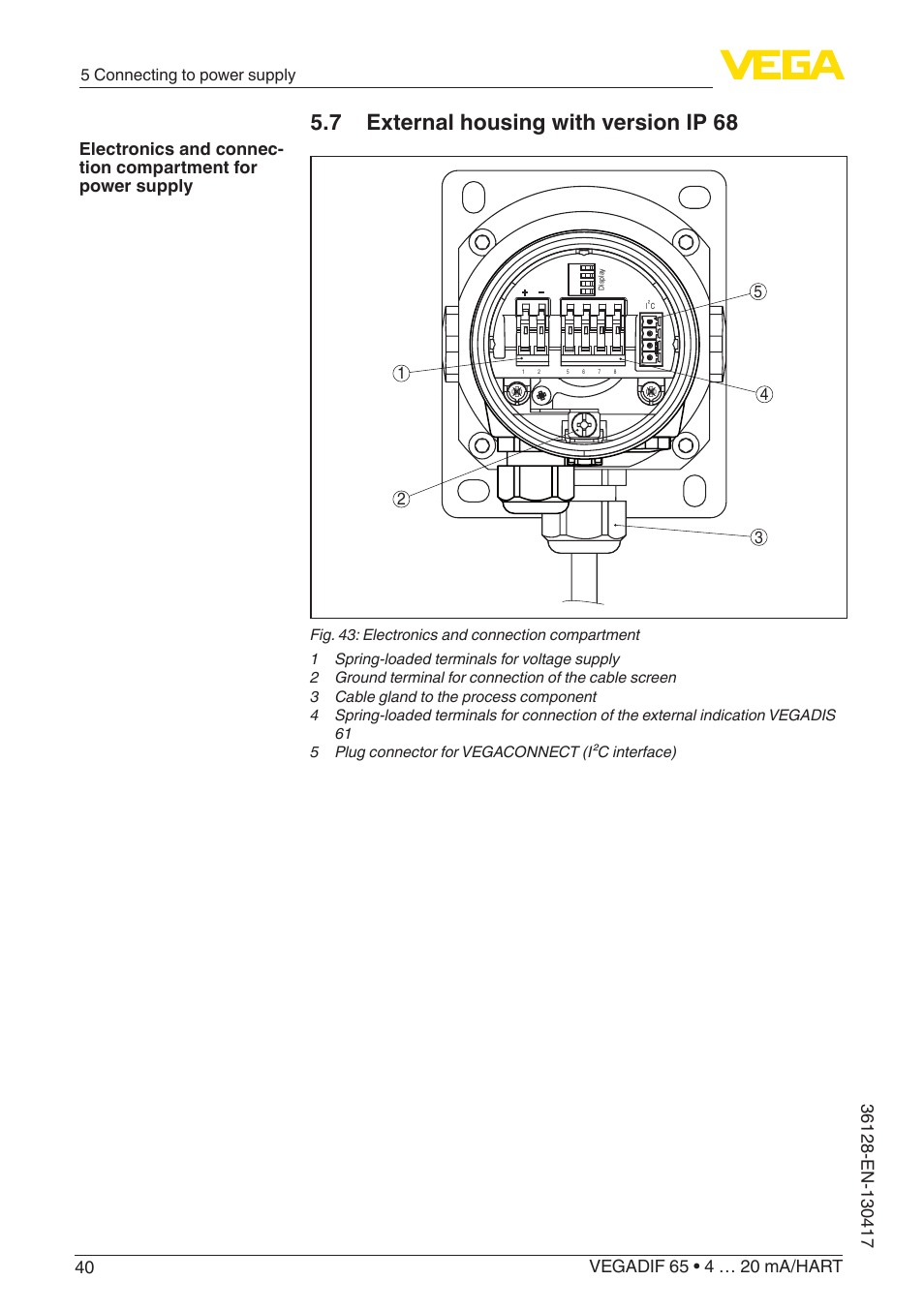 7 external housing with version ip 68 | VEGA VEGADIF 65 4 … 20 mA_HART User Manual | Page 40 / 100