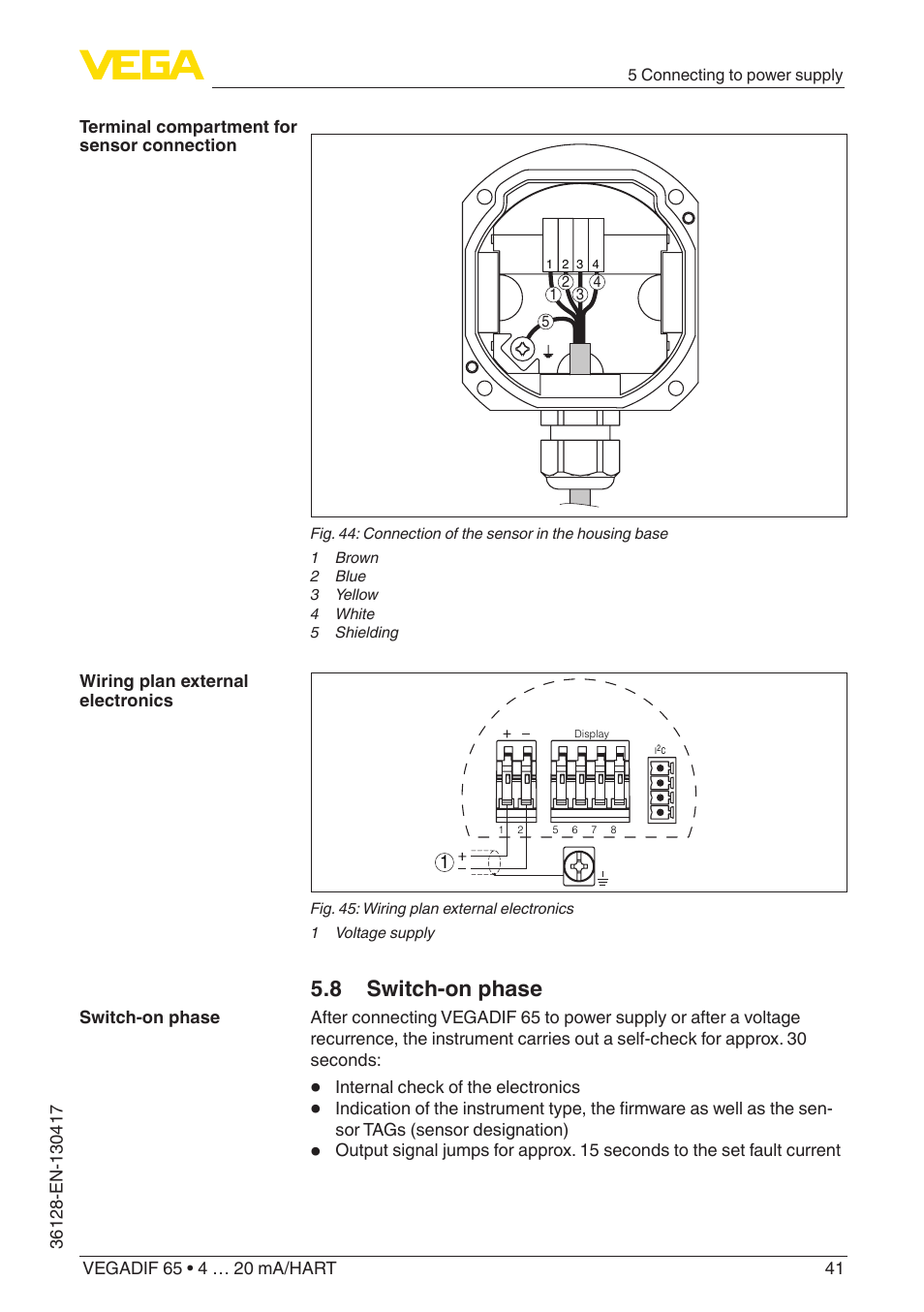 8 switch-on phase | VEGA VEGADIF 65 4 … 20 mA_HART User Manual | Page 41 / 100