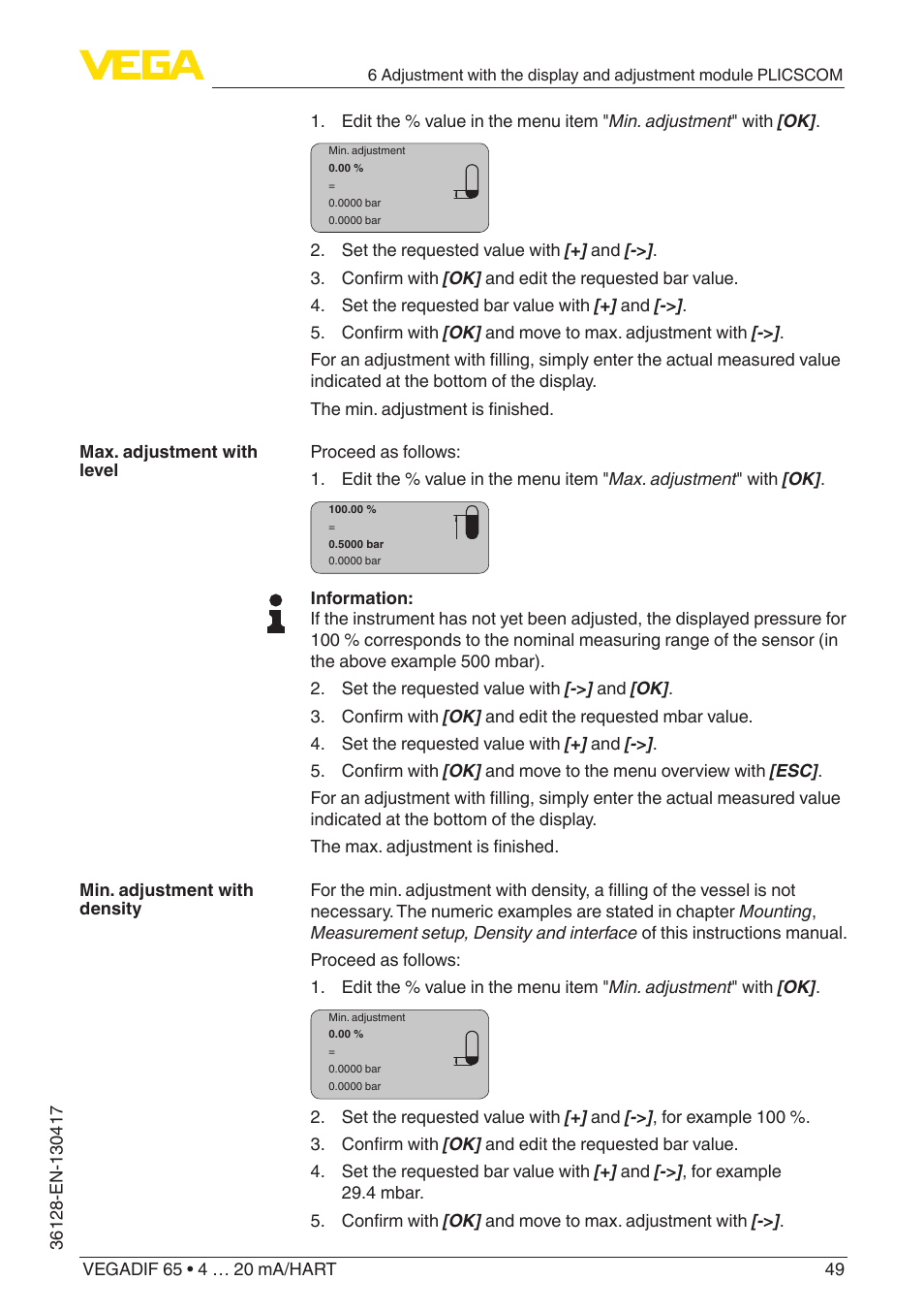 VEGA VEGADIF 65 4 … 20 mA_HART User Manual | Page 49 / 100