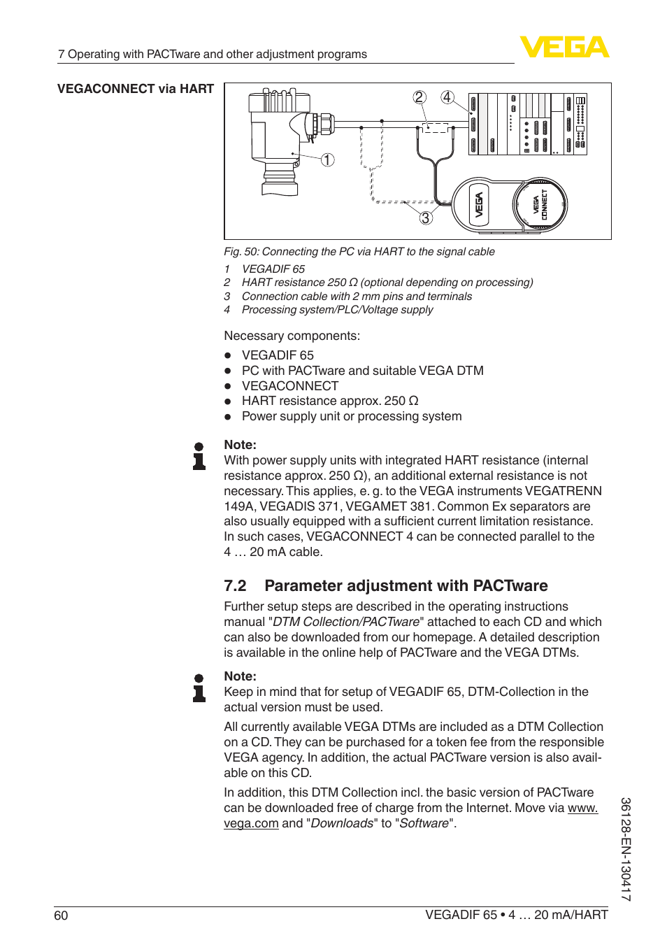 2 parameter adjustment with pactware | VEGA VEGADIF 65 4 … 20 mA_HART User Manual | Page 60 / 100