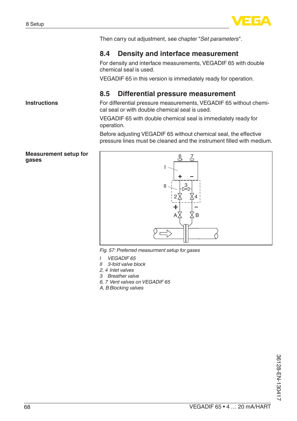 4 density and interface measurement, 5 differential pressure measurement | VEGA VEGADIF 65 4 … 20 mA_HART User Manual | Page 68 / 100