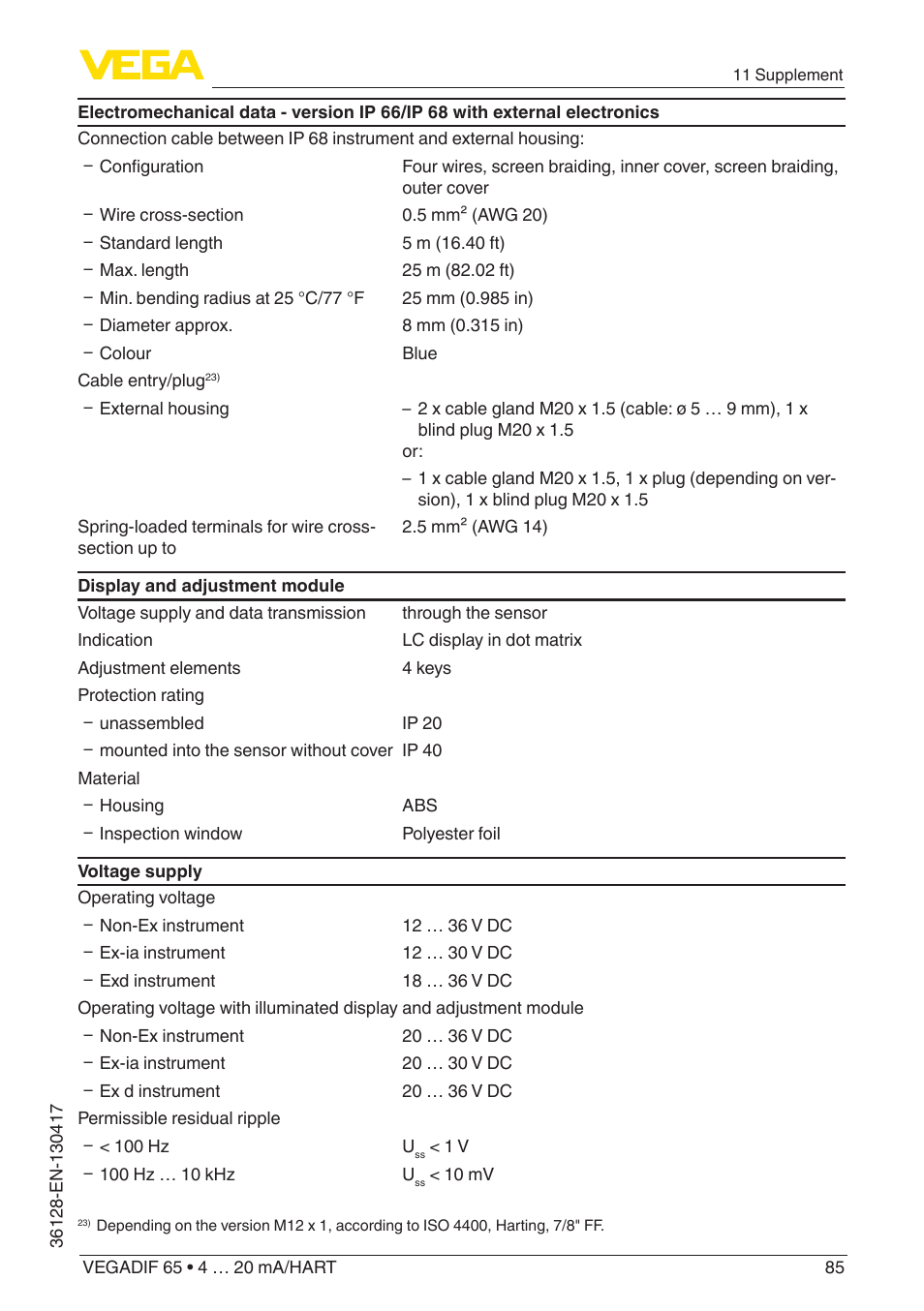 VEGA VEGADIF 65 4 … 20 mA_HART User Manual | Page 85 / 100