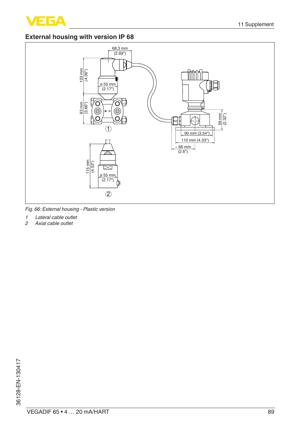 External housing with version ip 68 | VEGA VEGADIF 65 4 … 20 mA_HART User Manual | Page 89 / 100