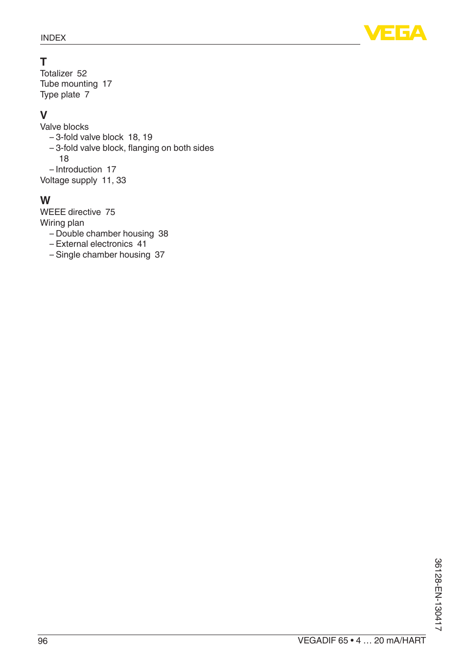VEGA VEGADIF 65 4 … 20 mA_HART User Manual | Page 96 / 100
