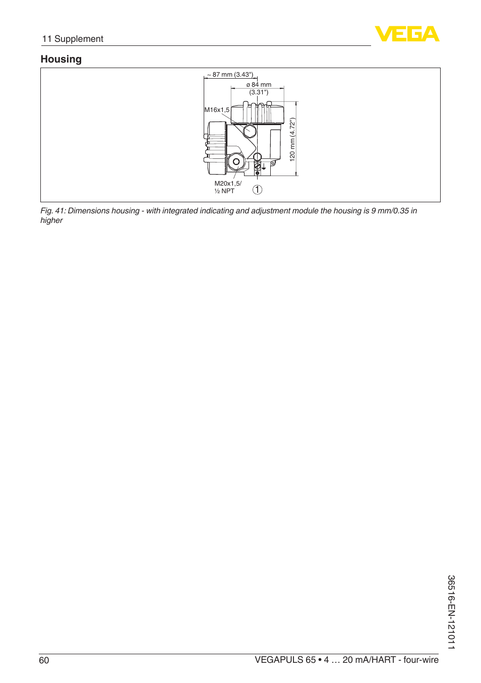 Housing | VEGA VEGAPULS 65 (≥ 2.0.0 - ≥ 4.0.0) 4 … 20 mA_HART - four-wire User Manual | Page 60 / 68