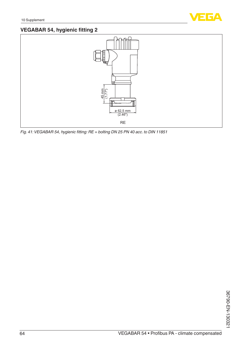 Vegabar 54, hygienic fitting 2 | VEGA VEGABAR 54 Profibus PA - climate compensated User Manual | Page 64 / 72