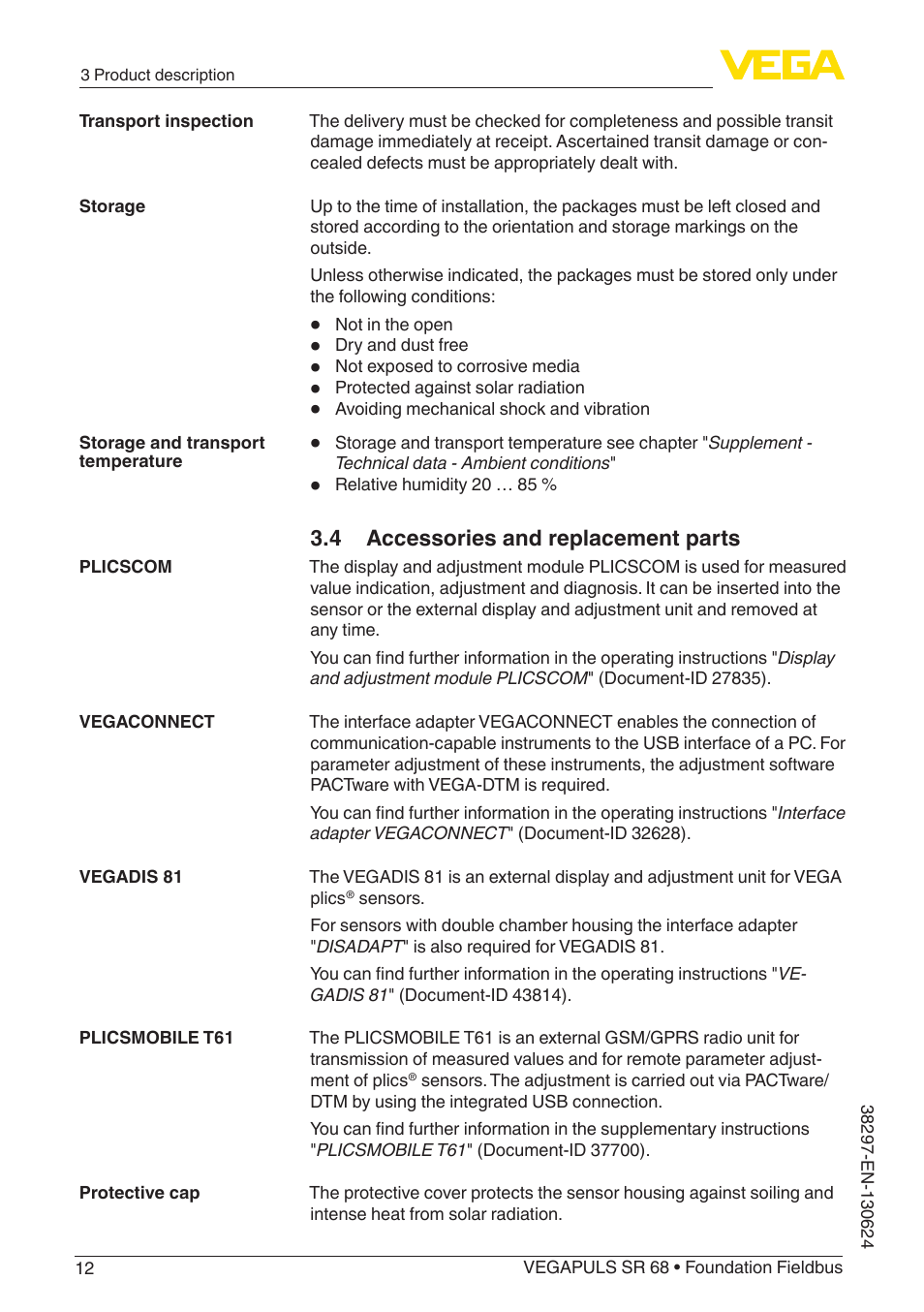 4 accessories and replacement parts | VEGA VEGAPULS SR 68 Foundation Fieldbus User Manual | Page 12 / 96