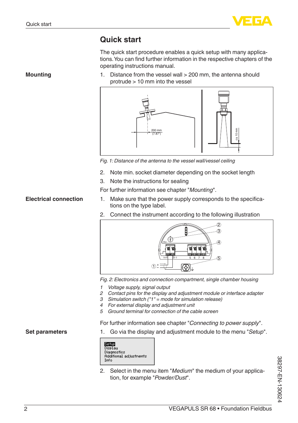 Quick start | VEGA VEGAPULS SR 68 Foundation Fieldbus User Manual | Page 2 / 96