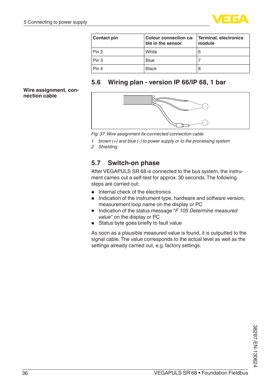 7 switch-on phase | VEGA VEGAPULS SR 68 Foundation Fieldbus User Manual | Page 36 / 96