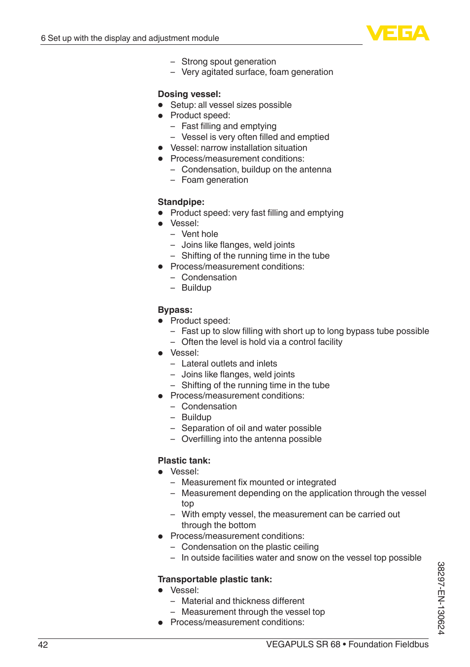 VEGA VEGAPULS SR 68 Foundation Fieldbus User Manual | Page 42 / 96