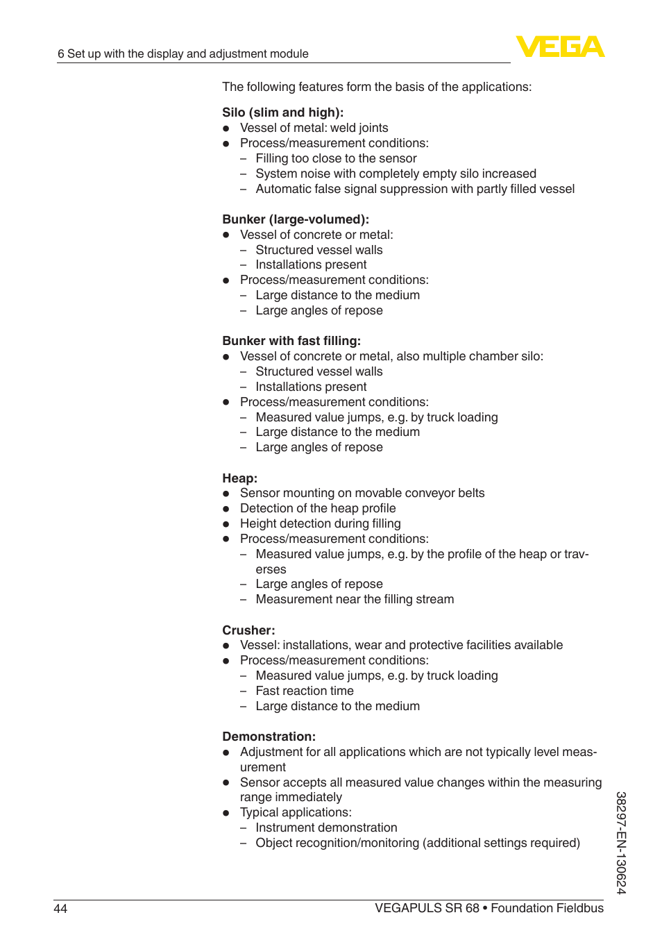 VEGA VEGAPULS SR 68 Foundation Fieldbus User Manual | Page 44 / 96