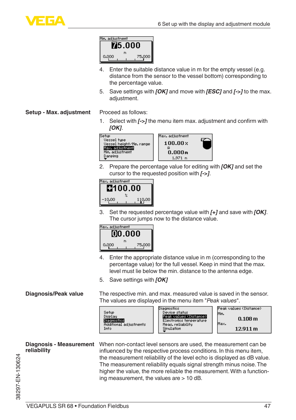 VEGA VEGAPULS SR 68 Foundation Fieldbus User Manual | Page 47 / 96