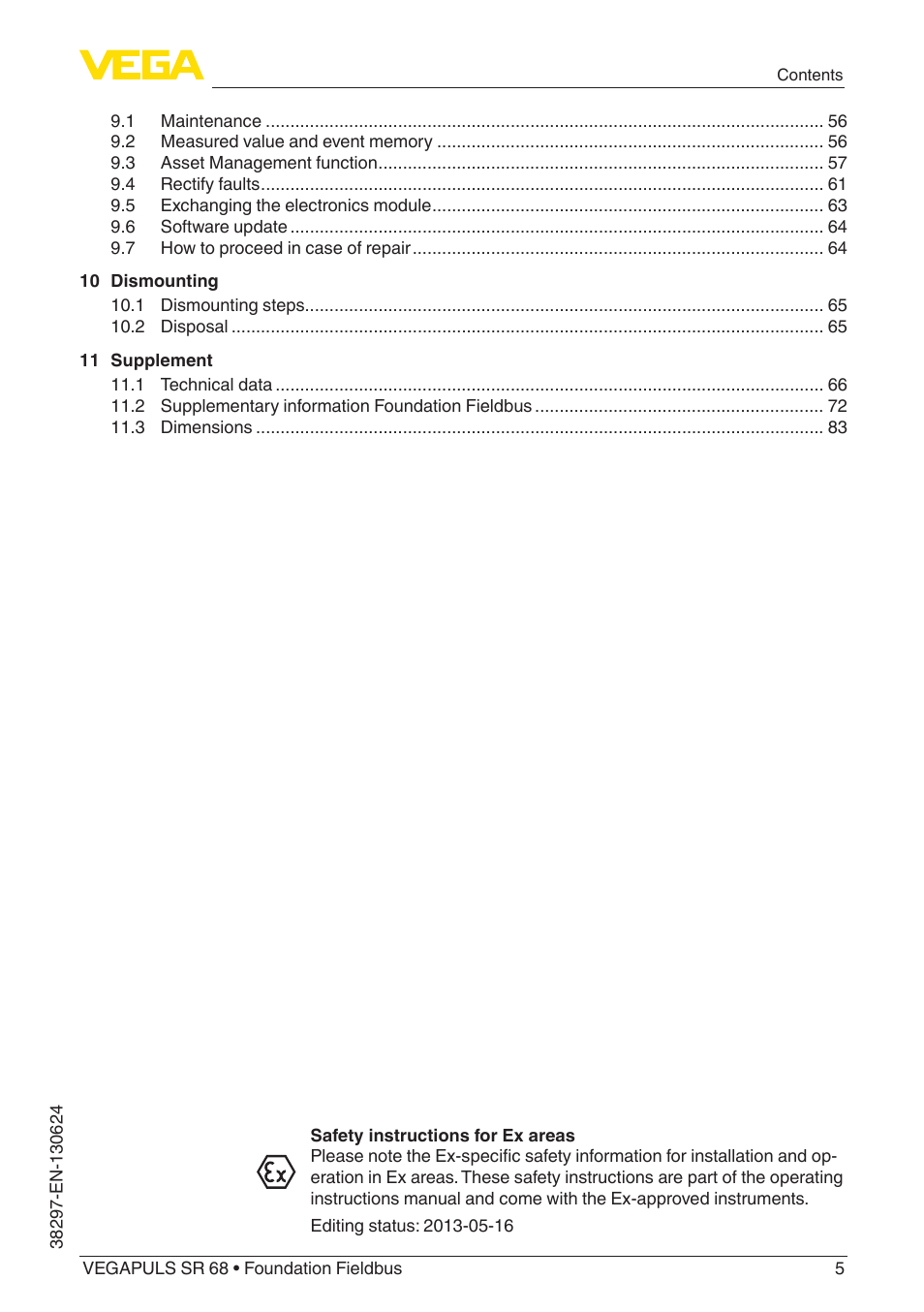 VEGA VEGAPULS SR 68 Foundation Fieldbus User Manual | Page 5 / 96