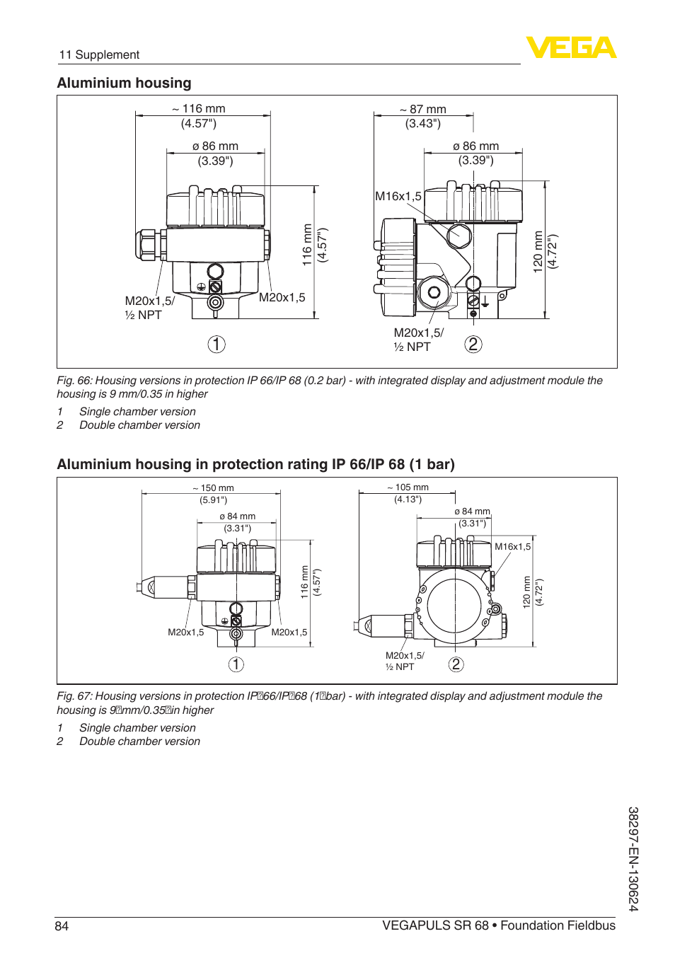 Aluminium housing | VEGA VEGAPULS SR 68 Foundation Fieldbus User Manual | Page 84 / 96