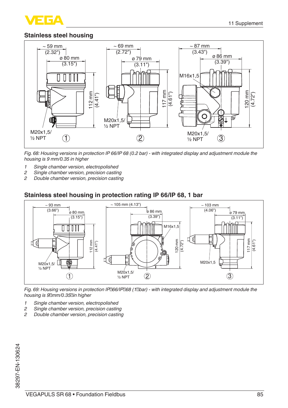 Stainless steel housing | VEGA VEGAPULS SR 68 Foundation Fieldbus User Manual | Page 85 / 96