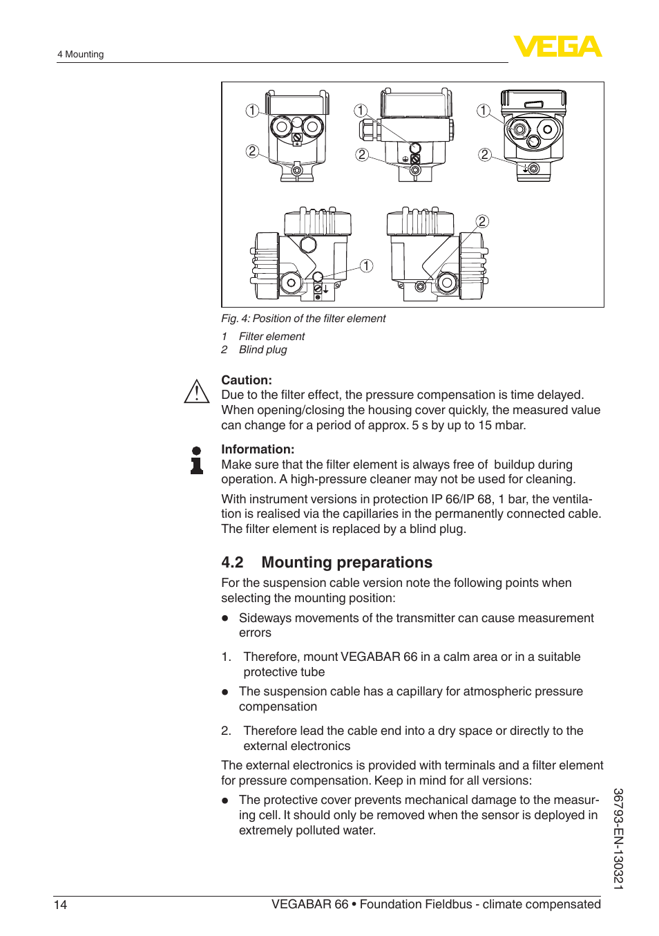 VEGA VEGABAR 66 Foundation Fieldbus - climate compensated User Manual | Page 14 / 76
