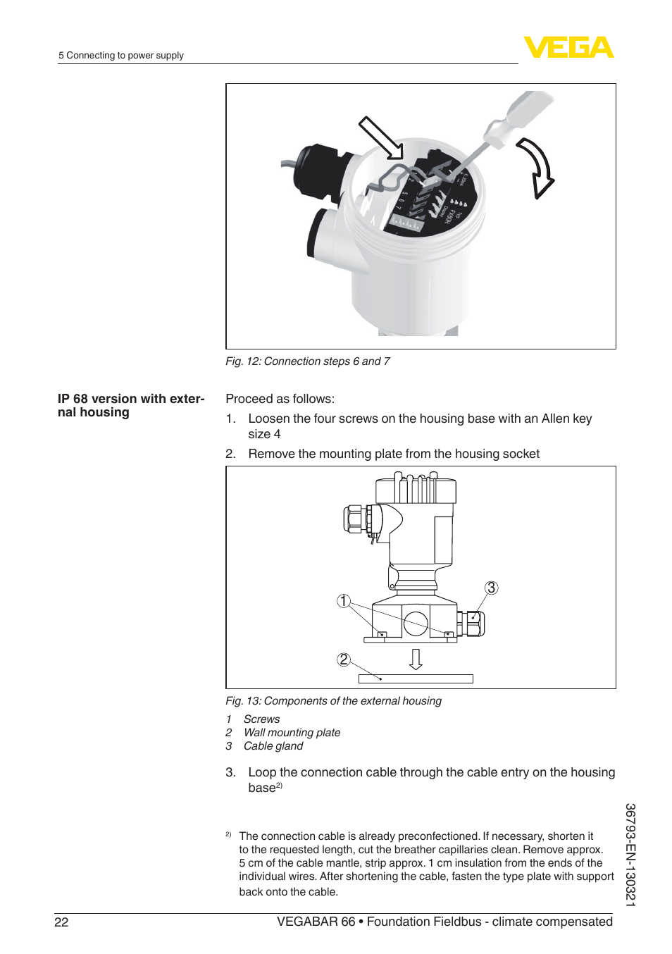 VEGA VEGABAR 66 Foundation Fieldbus - climate compensated User Manual | Page 22 / 76