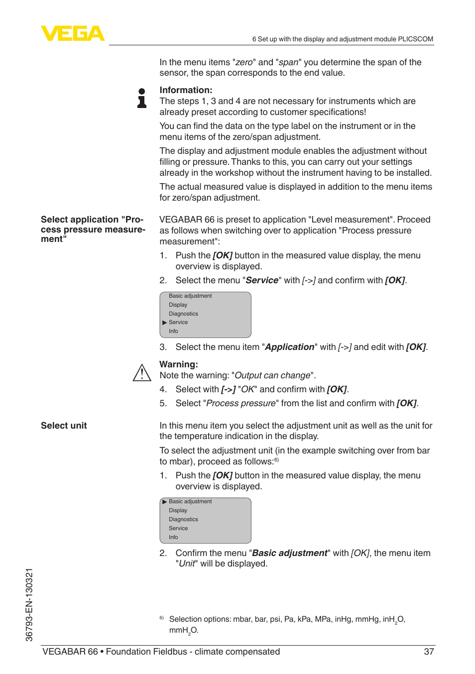 VEGA VEGABAR 66 Foundation Fieldbus - climate compensated User Manual | Page 37 / 76