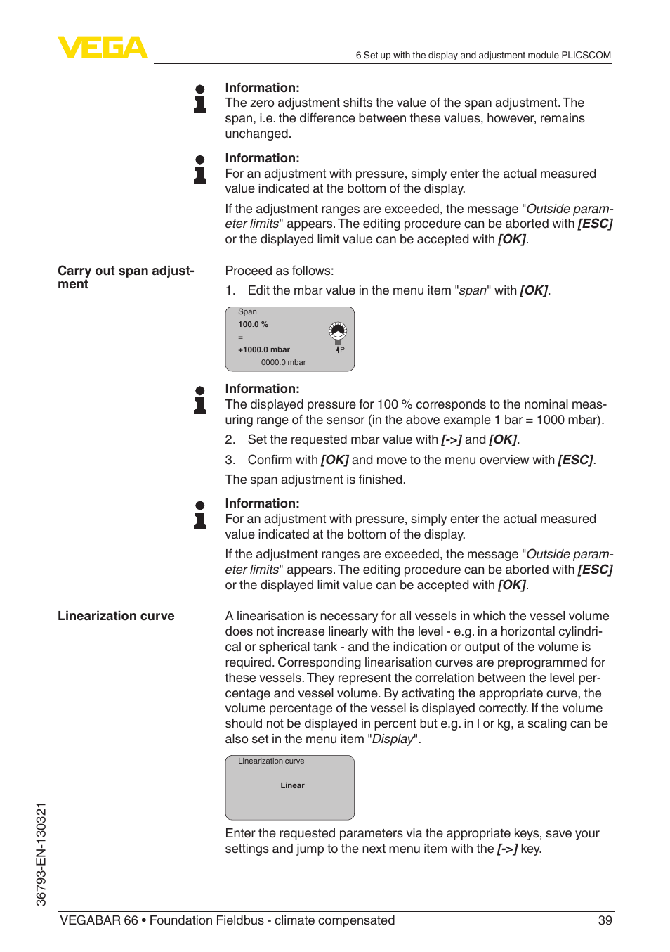 VEGA VEGABAR 66 Foundation Fieldbus - climate compensated User Manual | Page 39 / 76