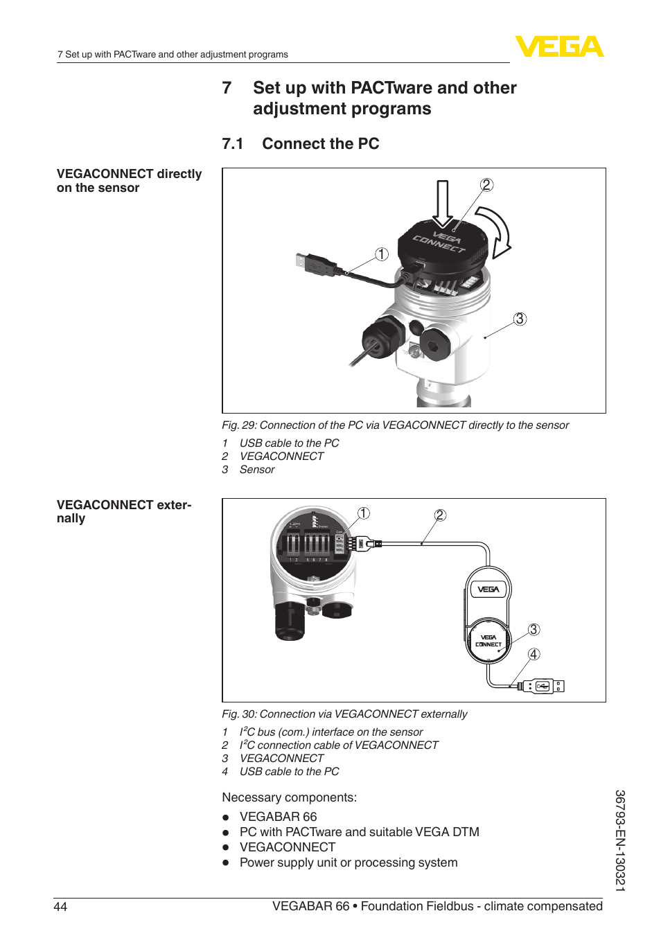 1 connect the pc | VEGA VEGABAR 66 Foundation Fieldbus - climate compensated User Manual | Page 44 / 76