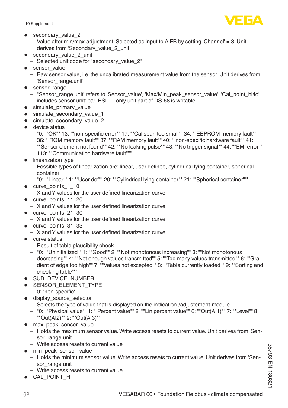 VEGA VEGABAR 66 Foundation Fieldbus - climate compensated User Manual | Page 62 / 76