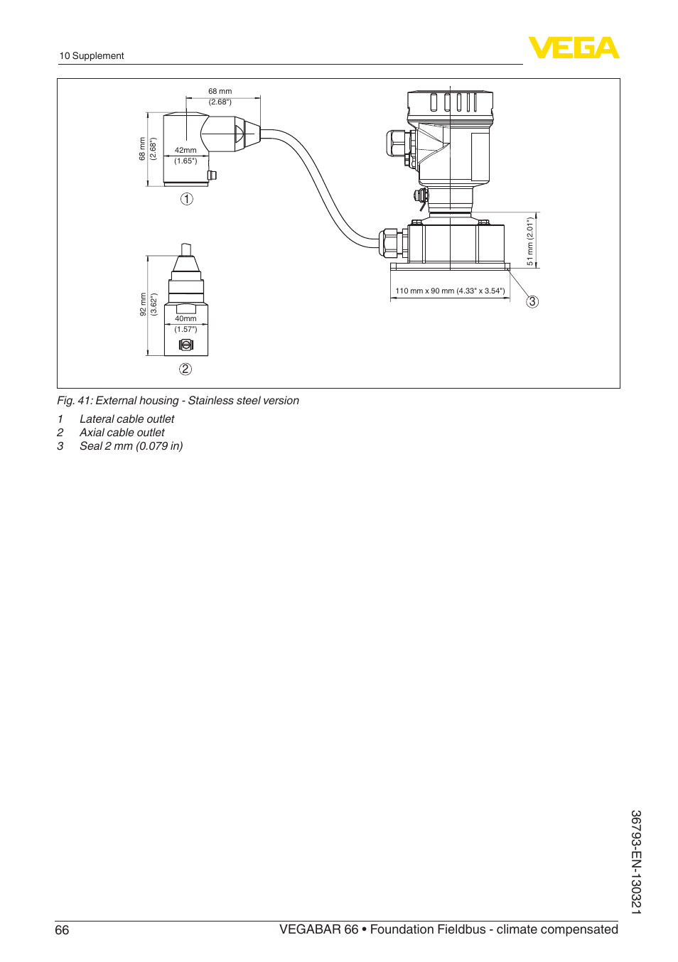 VEGA VEGABAR 66 Foundation Fieldbus - climate compensated User Manual | Page 66 / 76