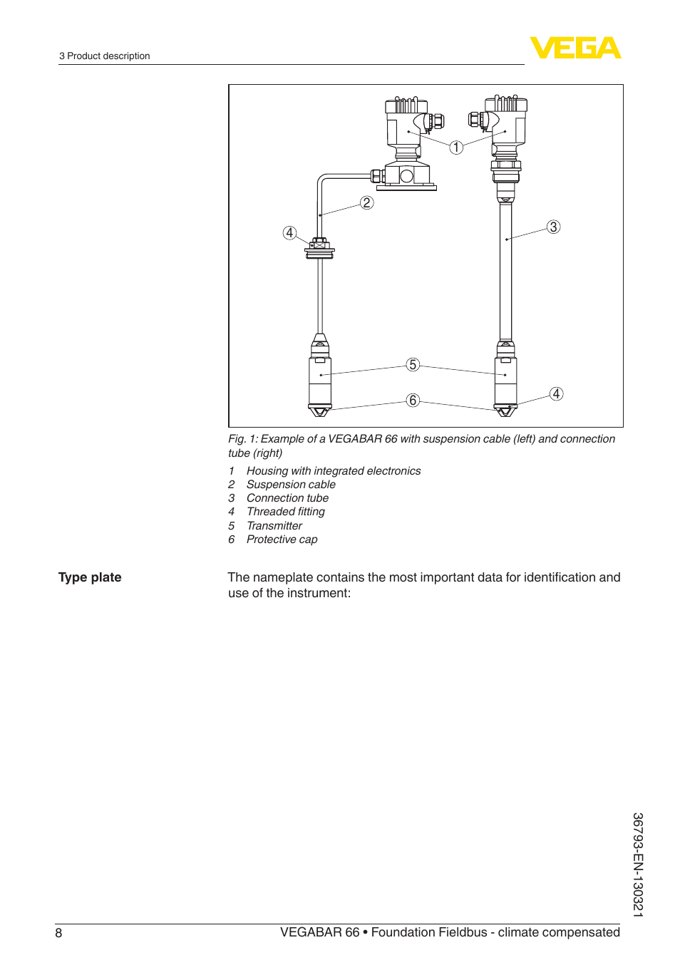 VEGA VEGABAR 66 Foundation Fieldbus - climate compensated User Manual | Page 8 / 76
