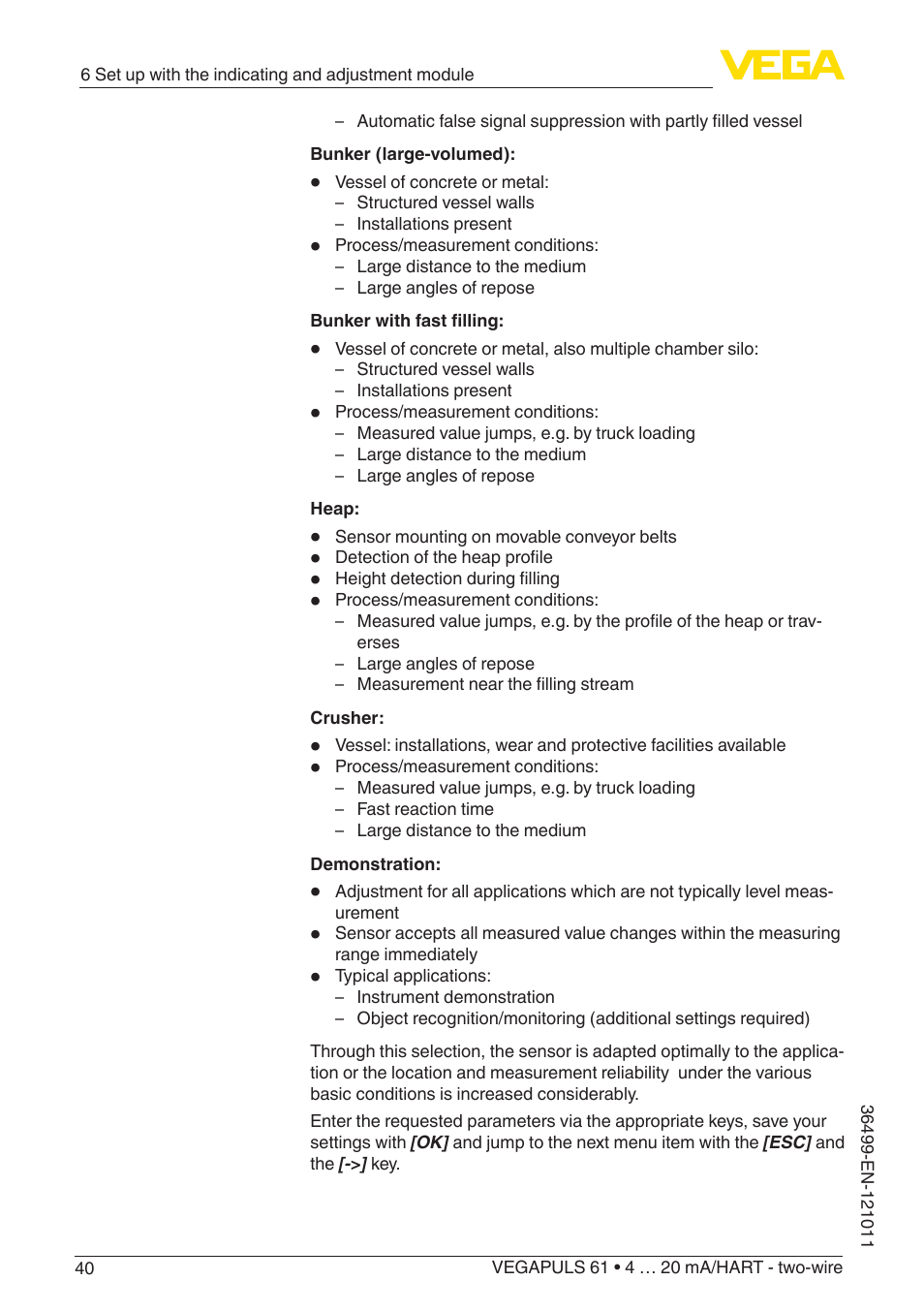 VEGA VEGAPULS 61 (≥ 2.0.0 - ≥ 4.0.0) 4 … 20 mA_HART - two-wire User Manual | Page 40 / 84