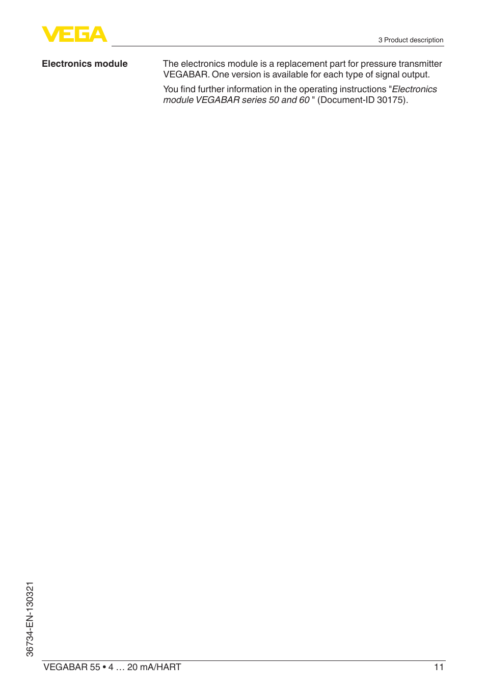 VEGA VEGABAR 55 4 … 20 mA_HART User Manual | Page 11 / 72