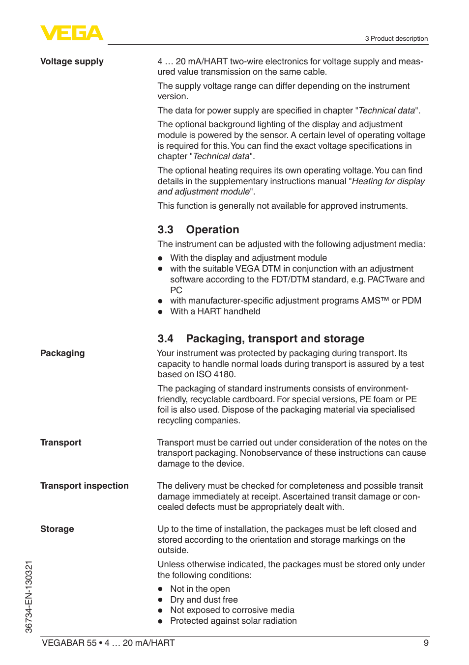 VEGA VEGABAR 55 4 … 20 mA_HART User Manual | Page 9 / 72
