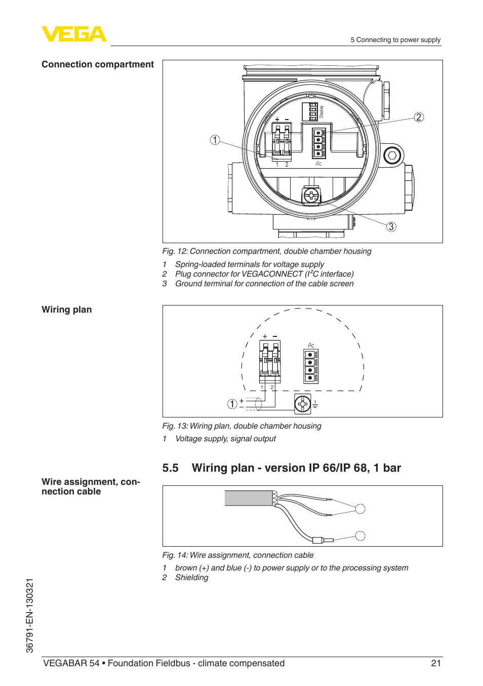 VEGA VEGABAR 54 Foundation Fieldbus - climate compensated User Manual | Page 21 / 72