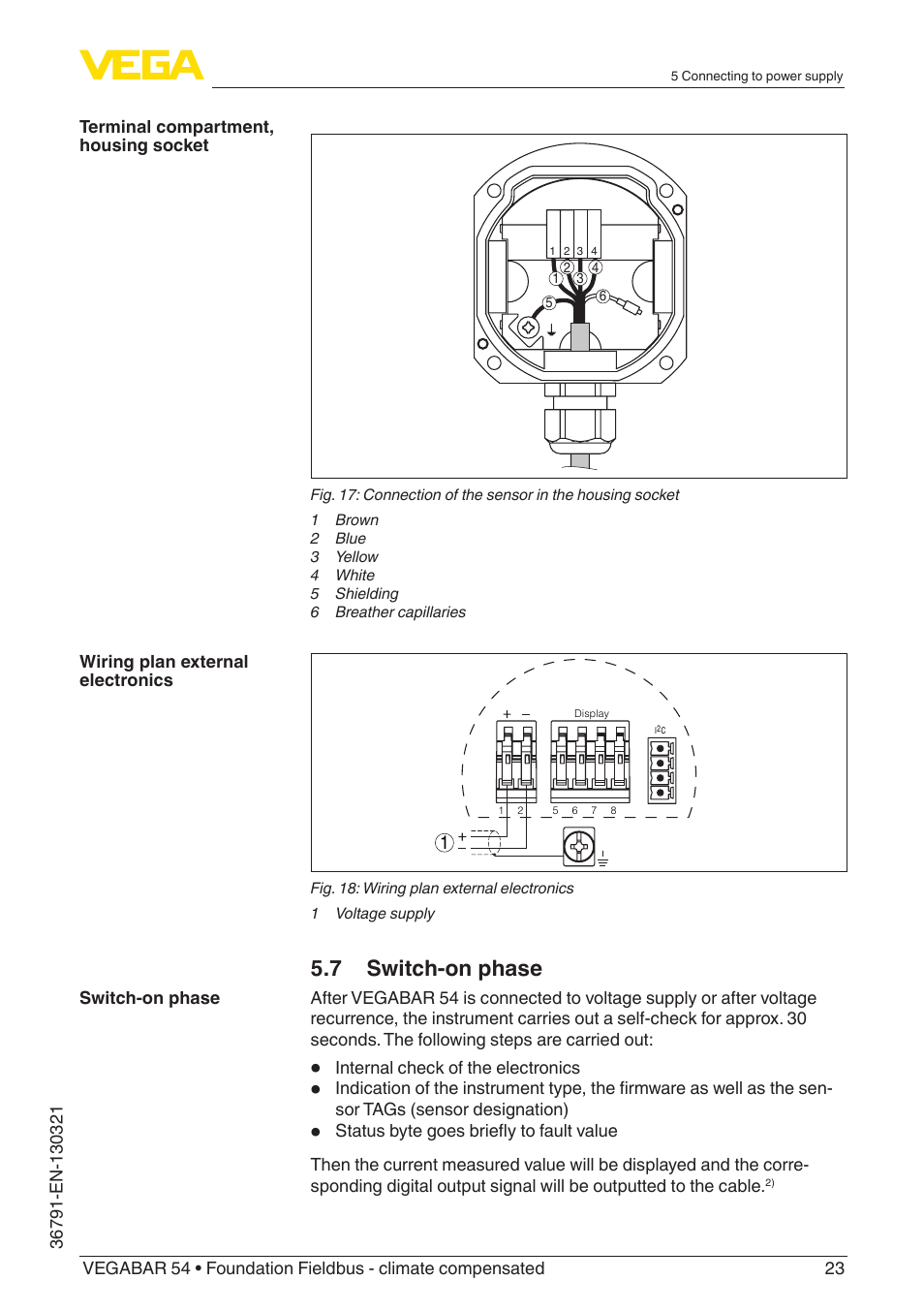 7 switch-on phase | VEGA VEGABAR 54 Foundation Fieldbus - climate compensated User Manual | Page 23 / 72